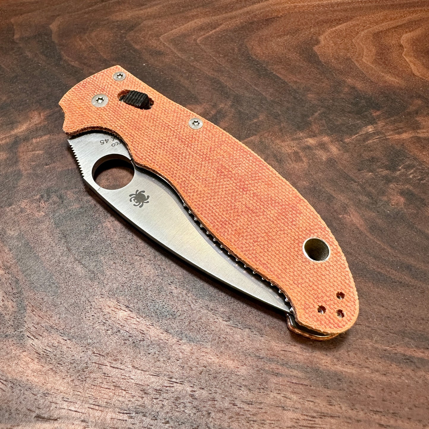 Fire Red/Orange Canvas Micarta Scales for Spyderco Manix 2