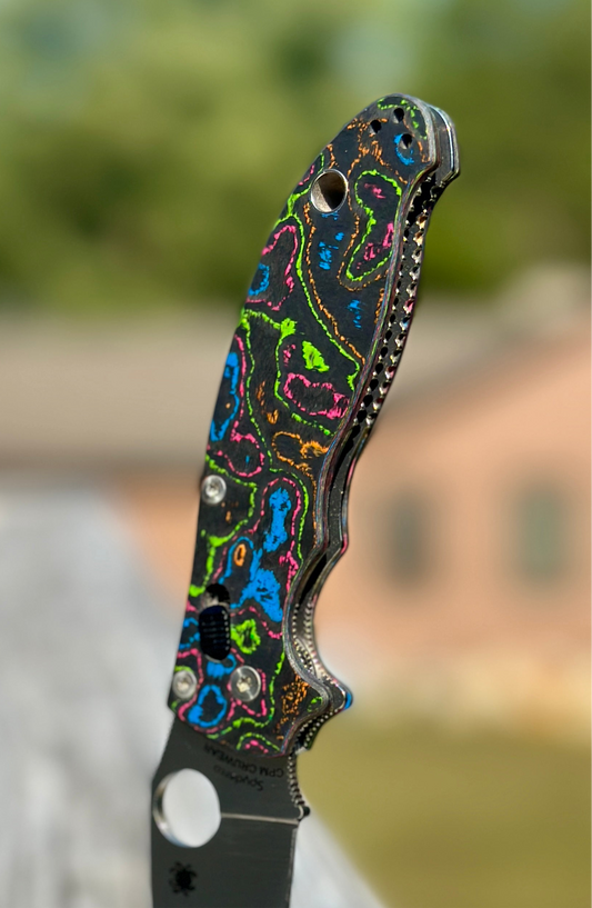 80s Camo Carbon Fiber Scales for Spyderco Manix 2