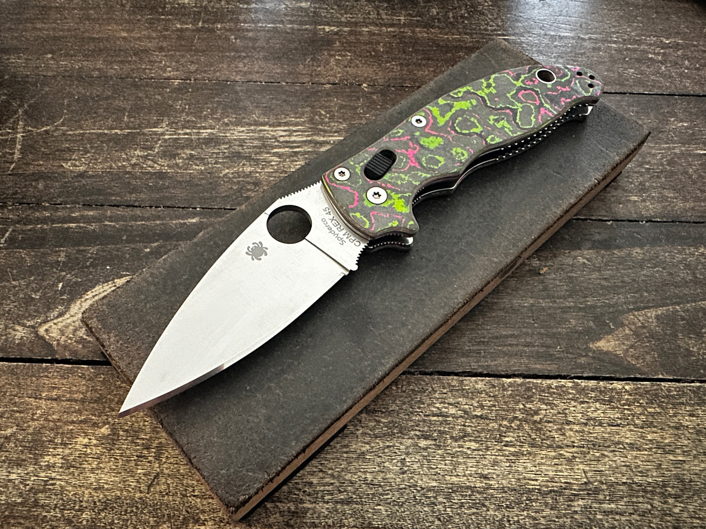 Watermelon Sugar Camo Carbon Fiber Scales for Spyderco Manix 2