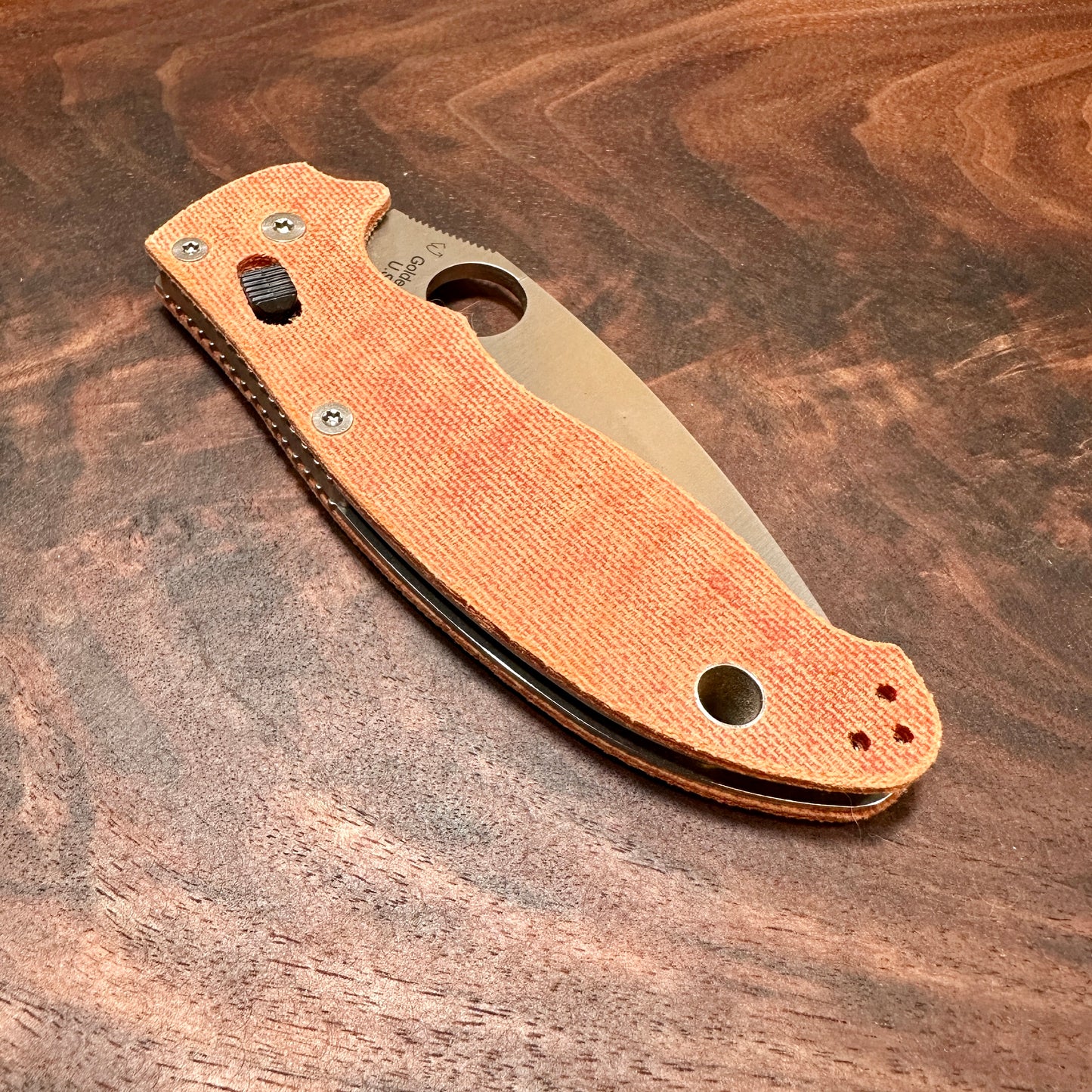 Fire Red/Orange Canvas Micarta Scales for Spyderco Manix 2