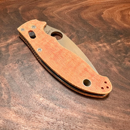 Fire Red/Orange Canvas Micarta Scales for Spyderco Manix 2