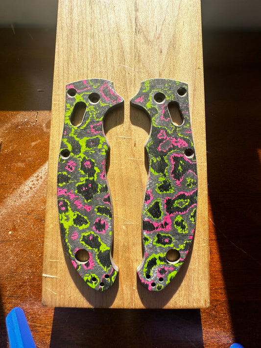 Watermelon Sugar Camo Carbon Fiber Scales for Spyderco Manix 2