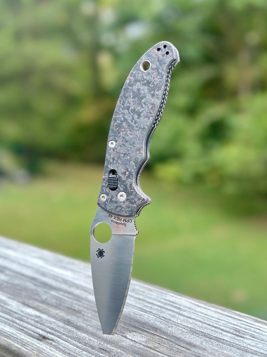 Copper Space Weave CamoCarbon Fiber Scales for Spyderco Manix 2