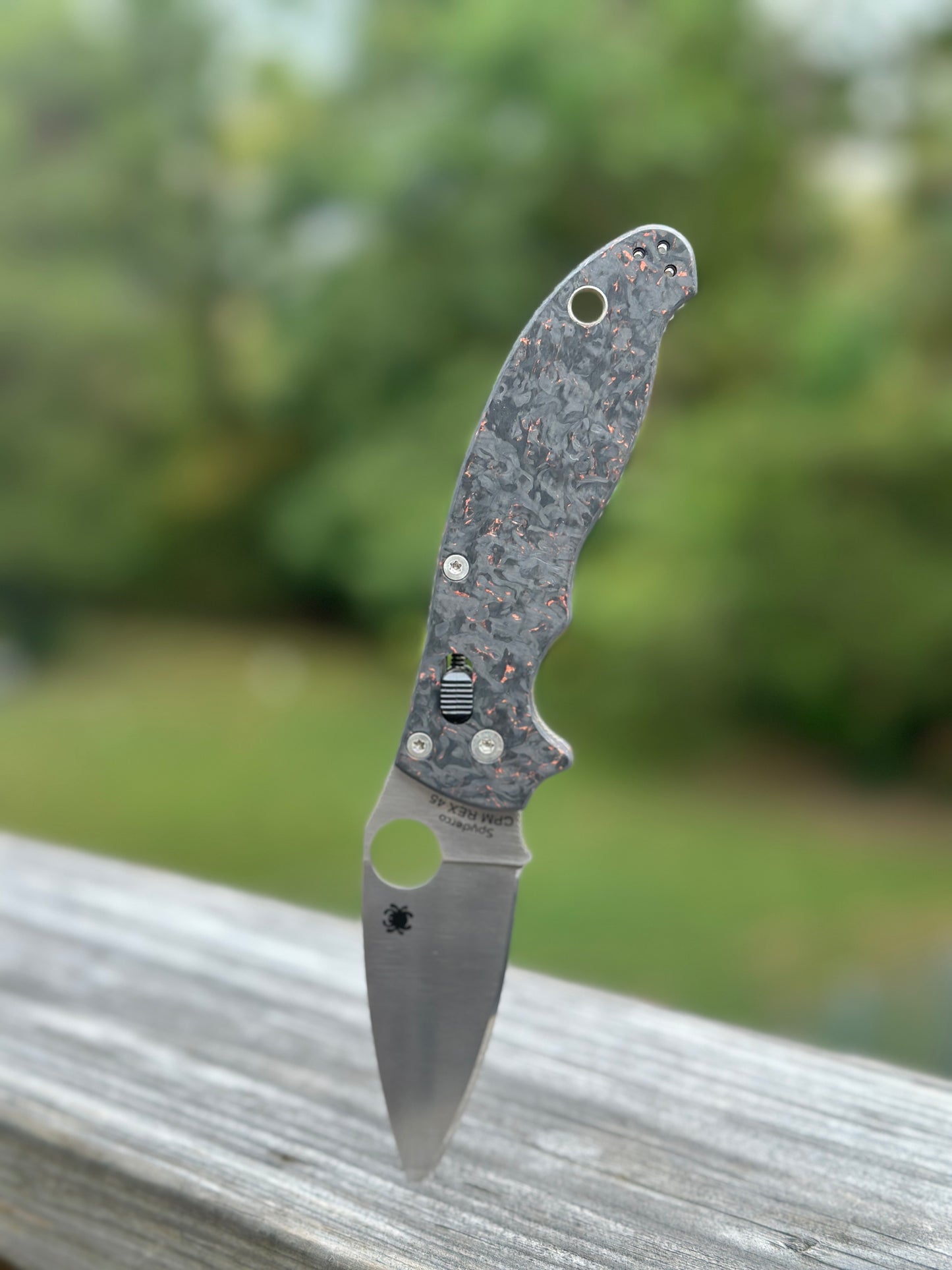 Copper Space Weave CamoCarbon Fiber Scales for Spyderco Manix 2