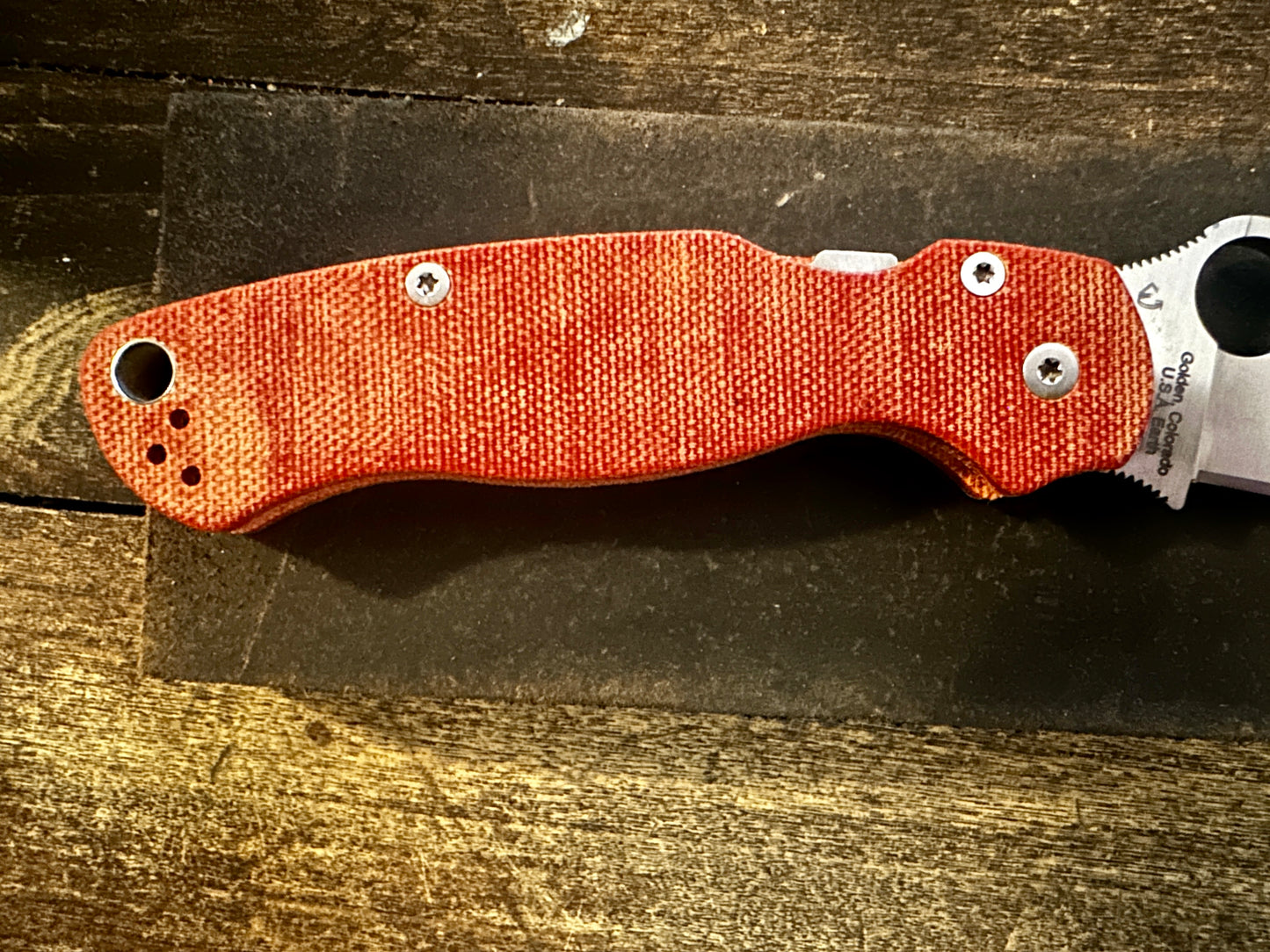 Fire Red/Orange Micarta Scales for Spyderco Paramilitary 2