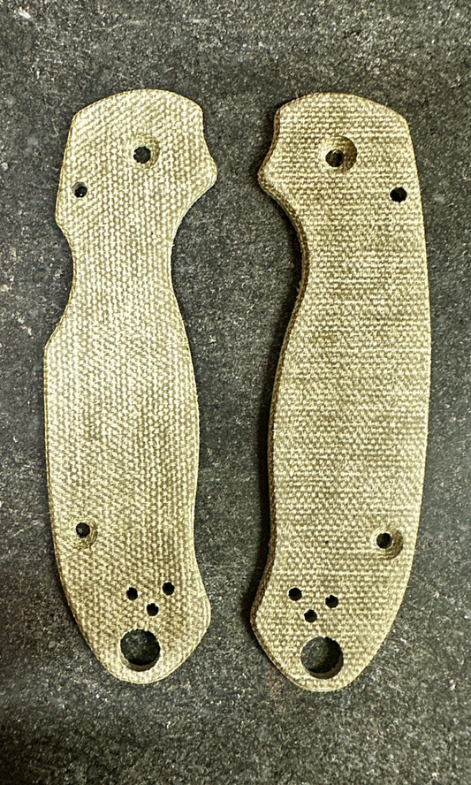 Olive Drab Canvas Micarta Scales for Spyderco Para 3 "Crucarta"